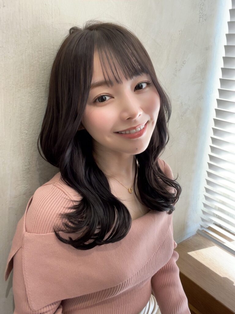 20代30代大人かわいいセミロングヘア★グレージュ