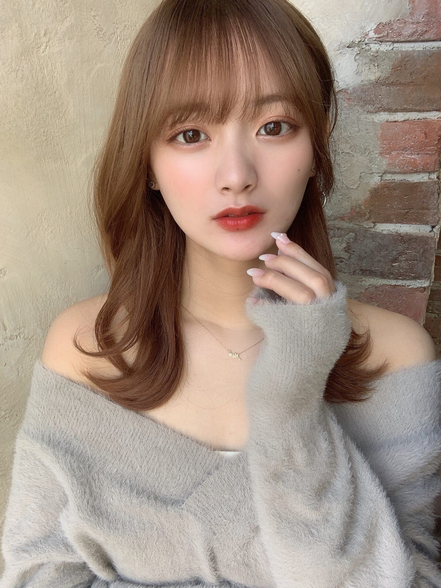 20代30代大人かわいいセミロングヘア★クリスタルベージュ