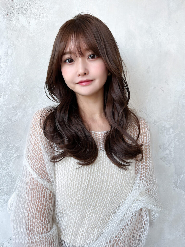 ゆるふわセミロング 大人可愛い レイヤーカット シースルー前髪