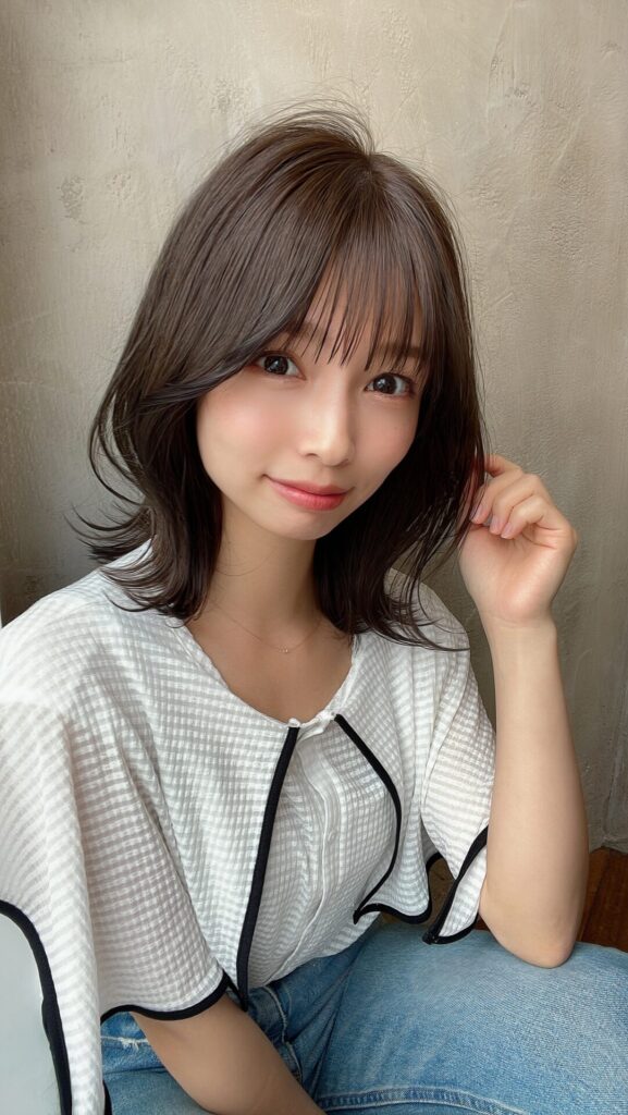 20代30代大人かわいいミディアムヘア★グレージュ