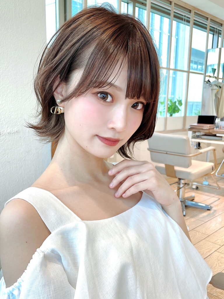 大人可愛い小顔前下がりボブ×ナチュラルボブ×20代30代40代
