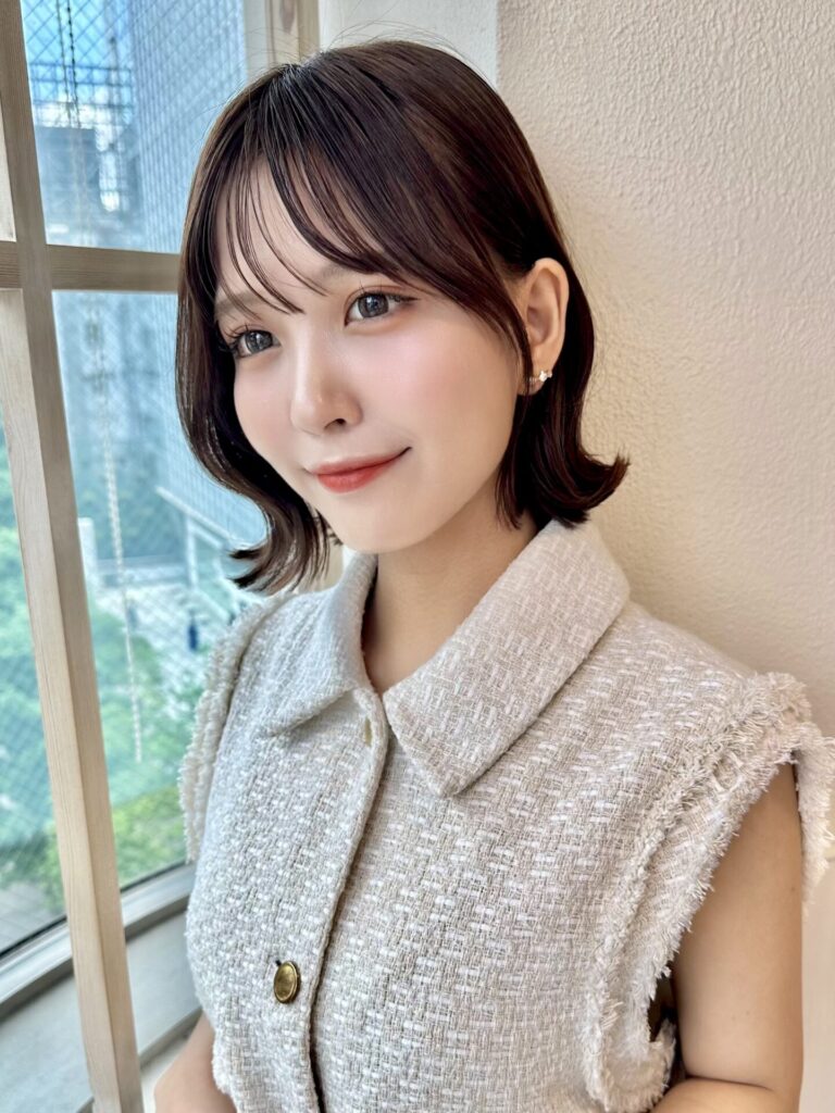 イメチェン大人可愛い小顔前下がりボブシースルー前髪20代30代
