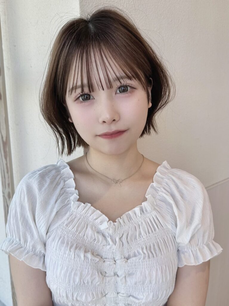 イメチェン大人可愛い小顔前下がりボブシースルー前髪20代30代