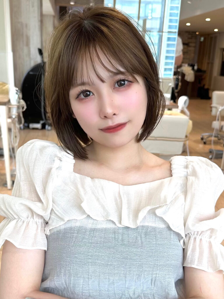 イメチェン大人可愛い小顔前下がりボブシースルー前髪20代30代