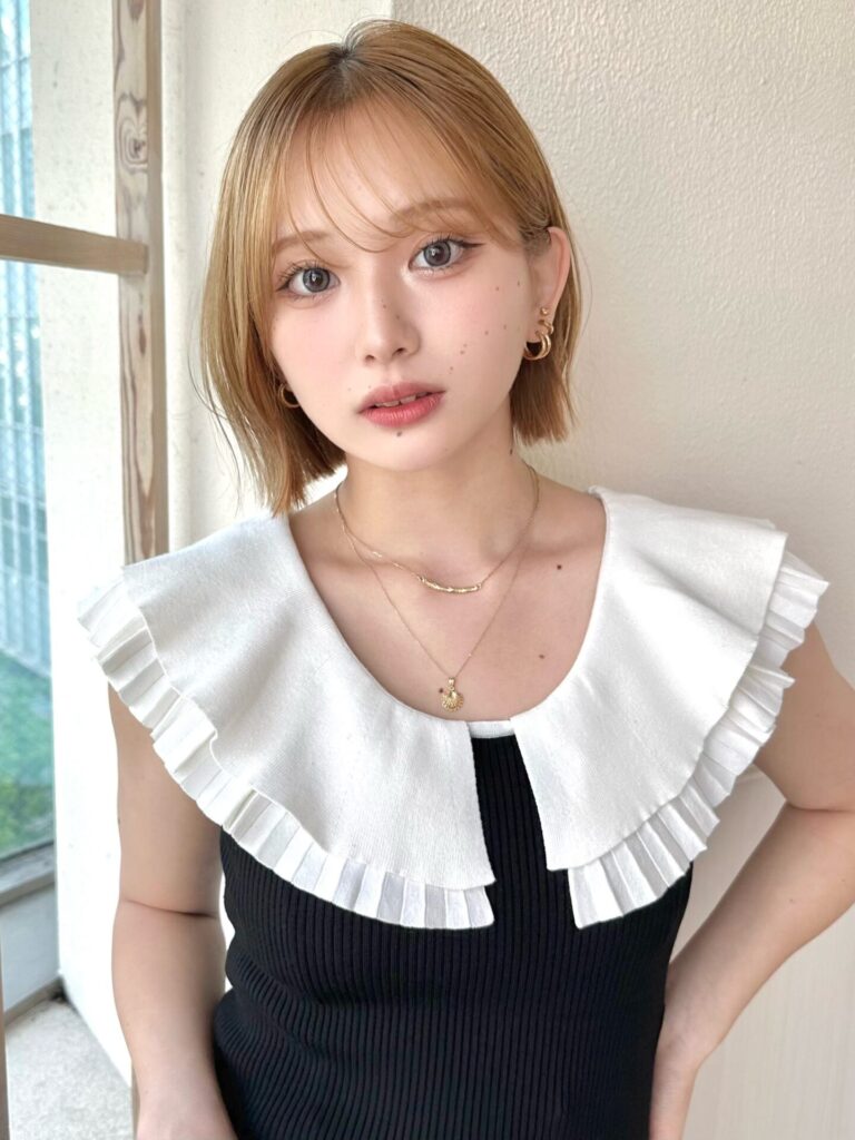 イメチェン大人可愛い小顔前下がりボブシースルー前髪20代30代