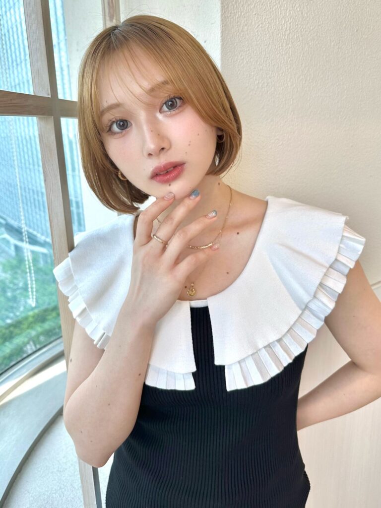 イメチェン大人可愛い小顔前下がりボブシースルー前髪20代30代
