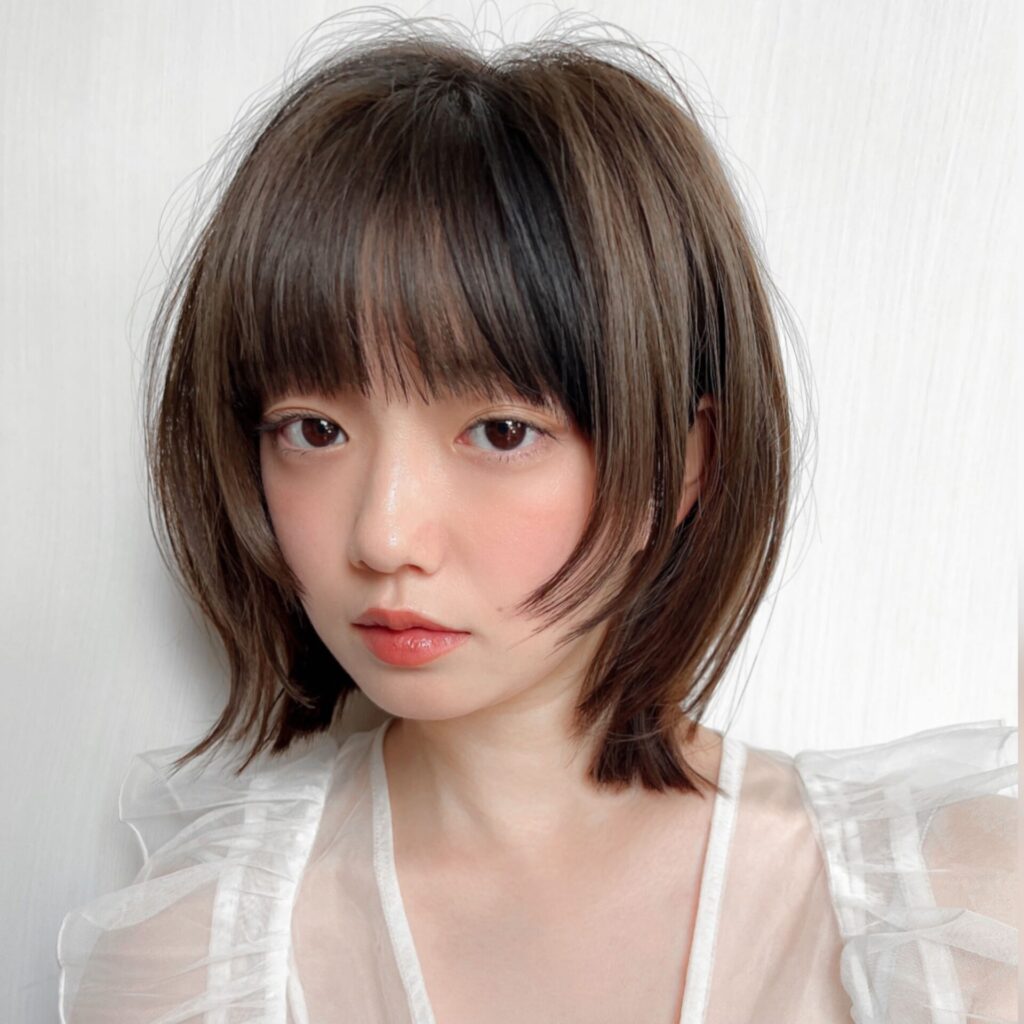 イメチェン大人可愛い小顔ウルフボブシースルー前髪20代30代