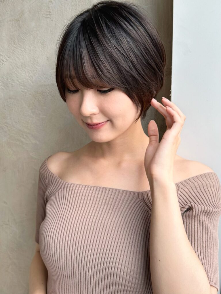 丸みショート 前下がり 似合わせカット ボブ 新宿 小顔 前上がり 30代 40代 50代