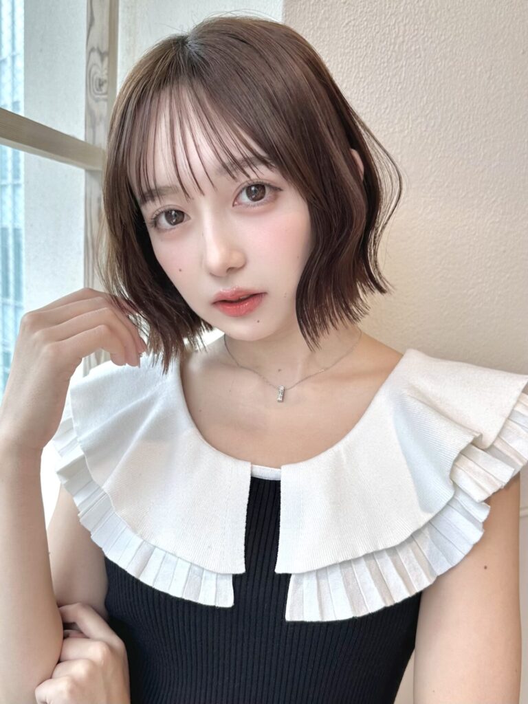 簡単大人可愛い小顔前下がりボブシースルー前髪20代30代40代