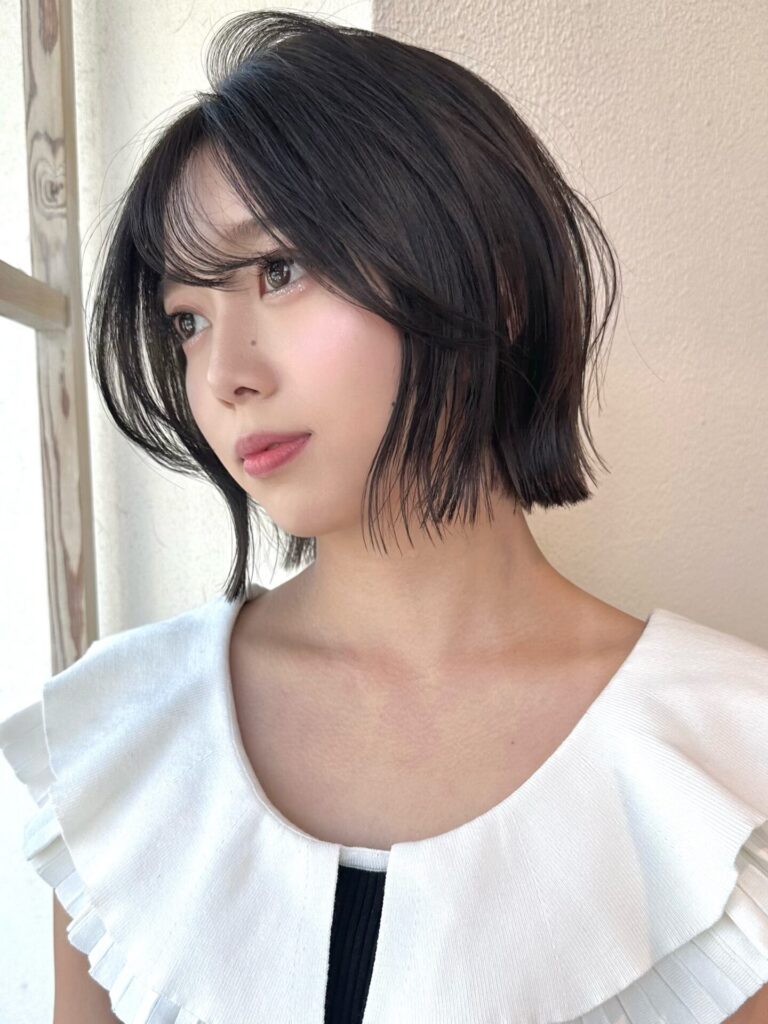 簡単大人可愛い小顔前下がりボブシースルー前髪20代30代40代