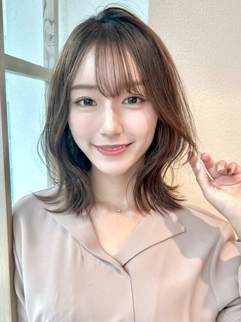 簡単大人可愛い小顔前下がりボブシースルー前髪20代30代40代