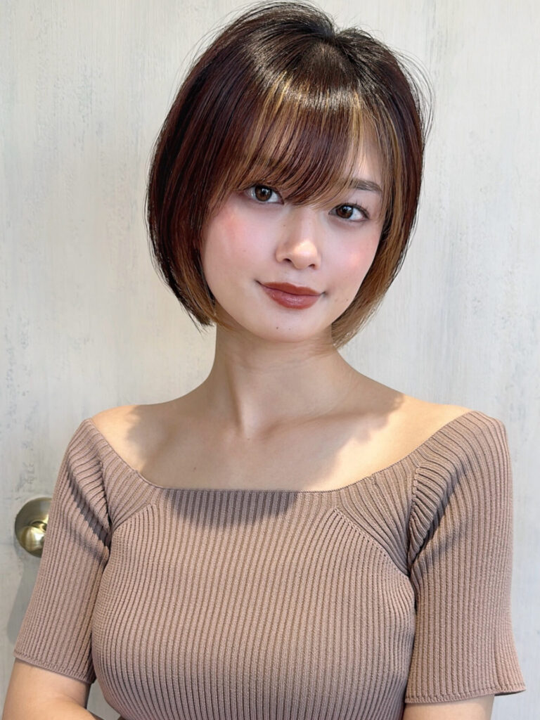 長めショート 前下がり 似合わせカット ボブ 新宿 小顔 前上がり 30代 40代 50代
