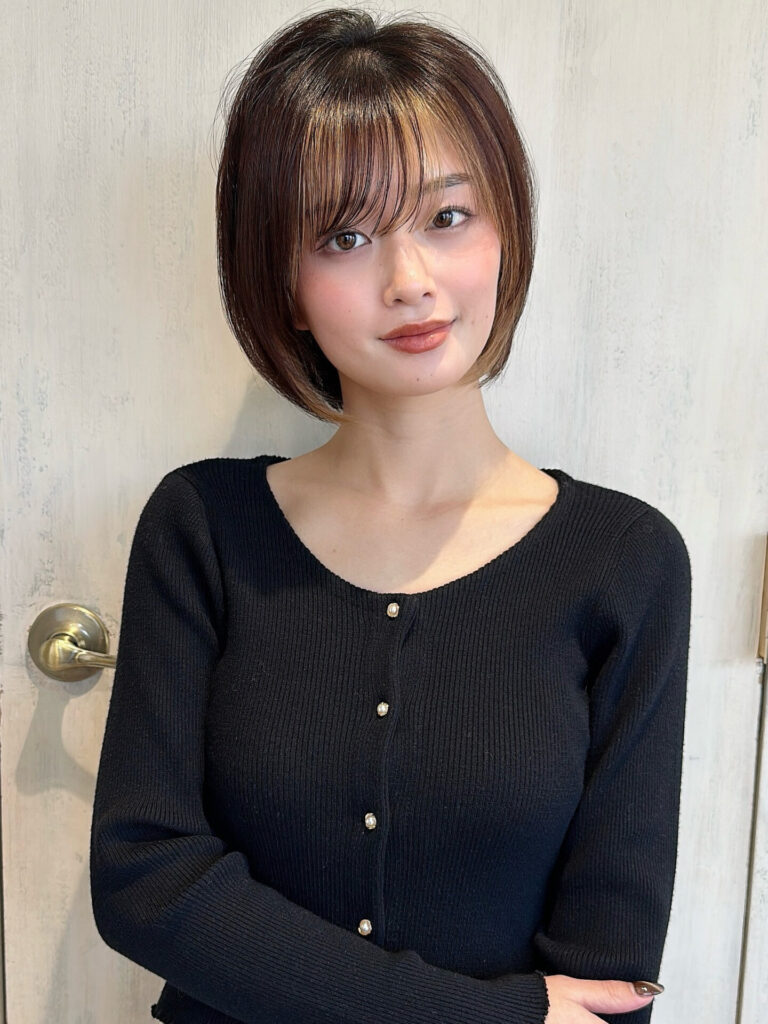 長めショート 前下がり 似合わせカット ボブ 新宿 小顔 前上がり 30代 40代 50代